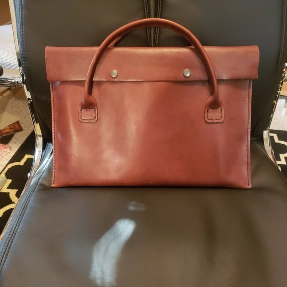 Handbags - ScapeGrace Designs Brown Leather Laptop Briefcase